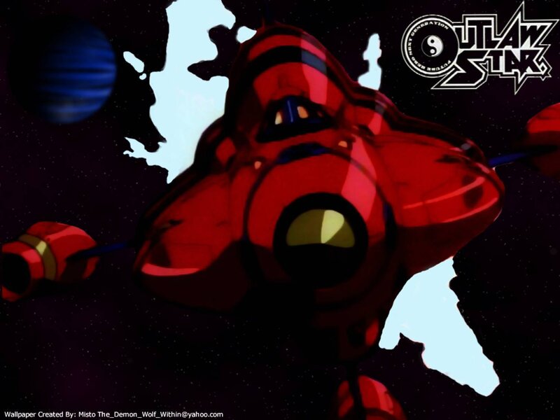 Red robot in space