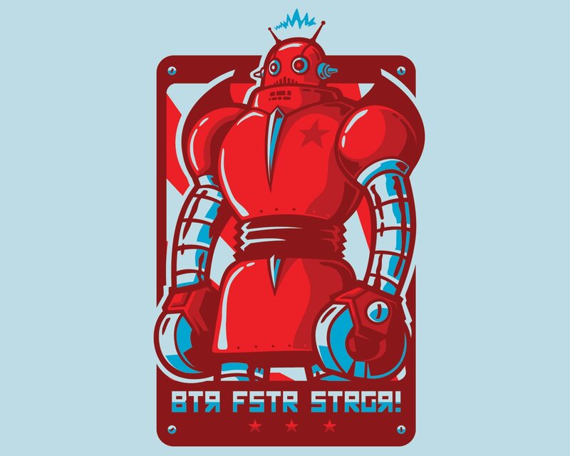 Red robot propaganda poster