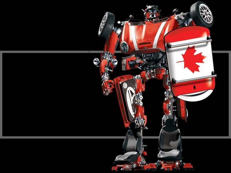 red robot transforming from car