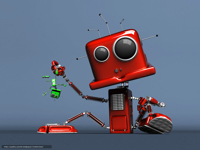 Red robot with green robot
