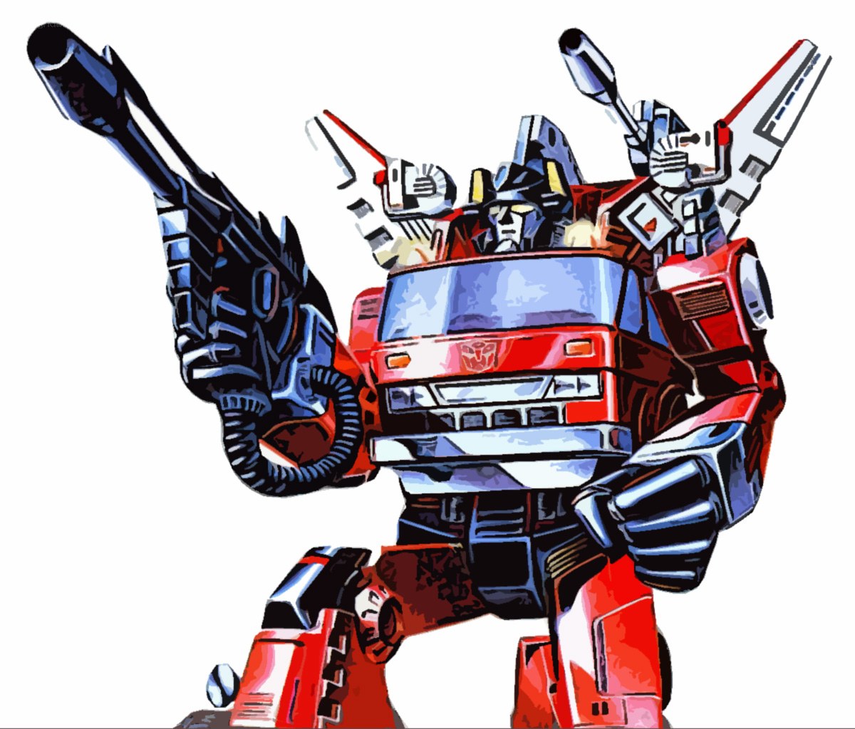 Red robot with weapon