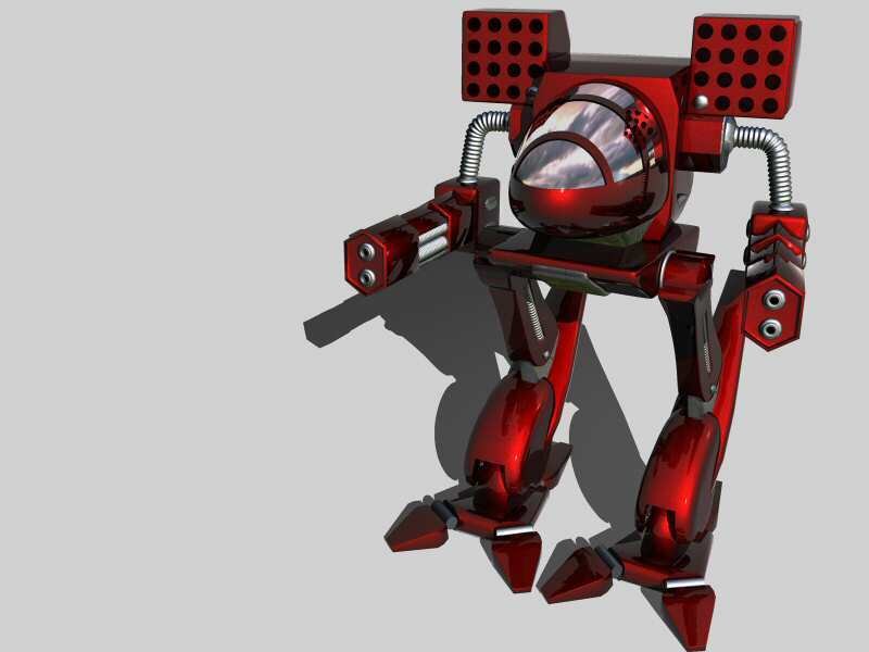 red robotic combat unit