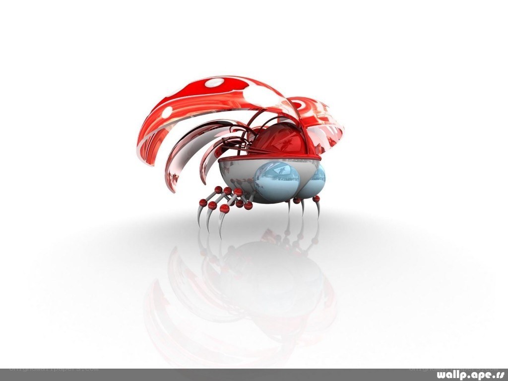 red robotic crab sculpture