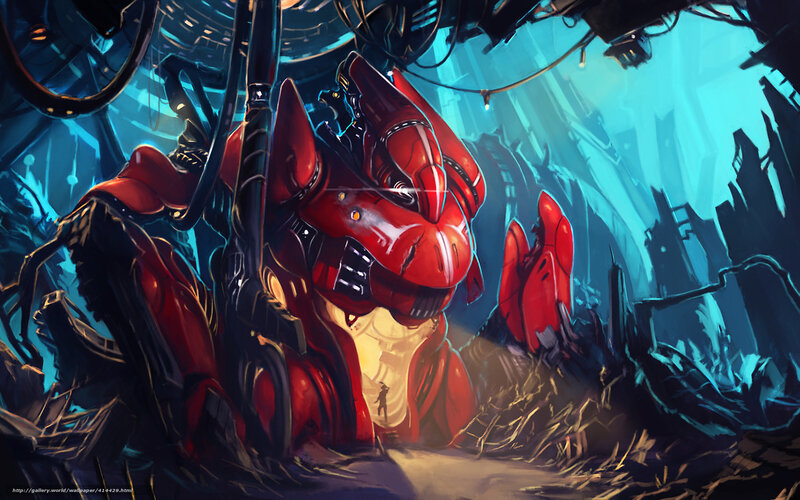 Red Robotic Creature — Dramatic