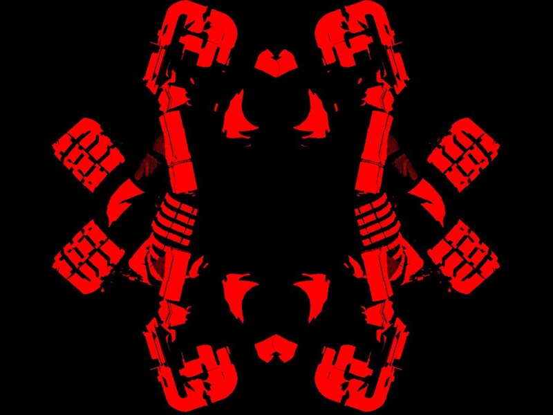 red robotic figure silhouette