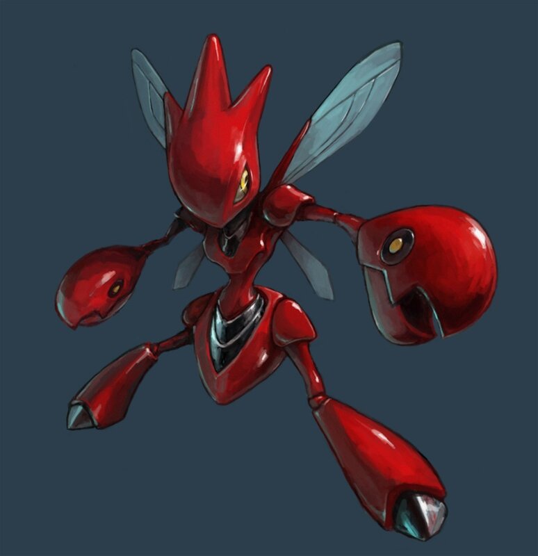 red robotic insect creature