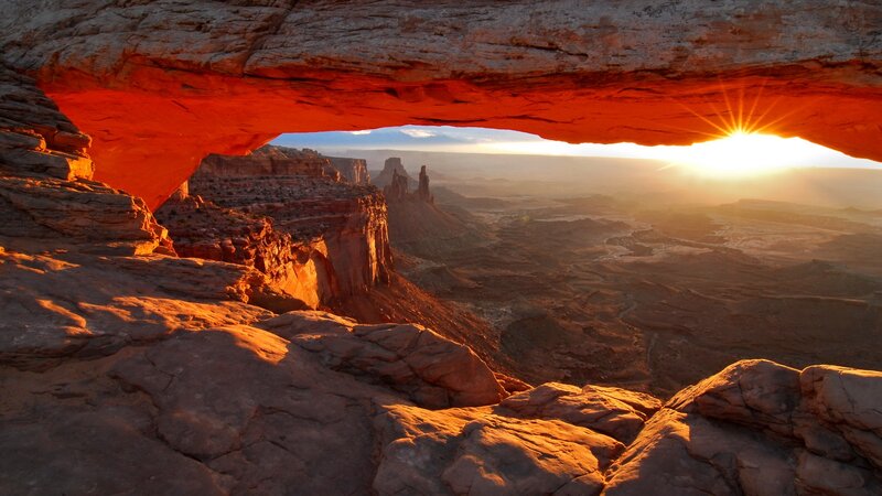 Red Rock Arch at Sunrise — Dramatic