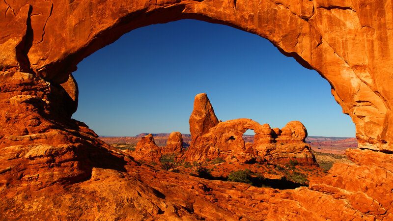 Red Rock Arch Formation — Orange, Dramatic