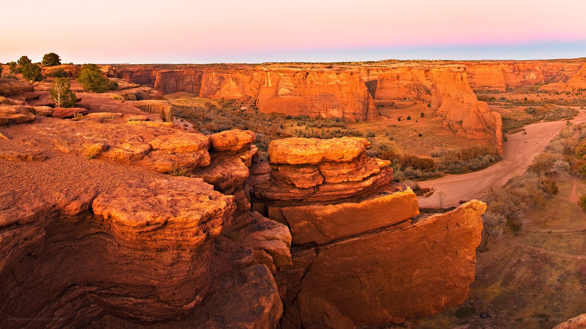 Red rock canyon at sunset