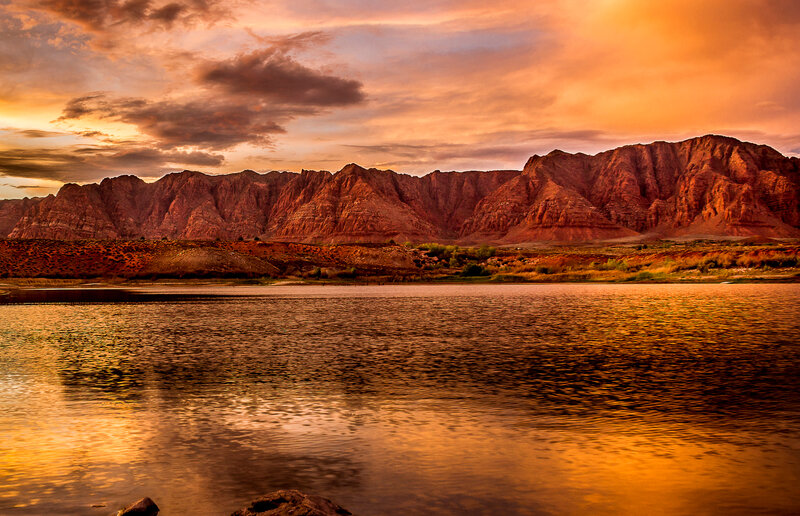 Red Rock Canyon at Sunset — Orange, Dramatic
