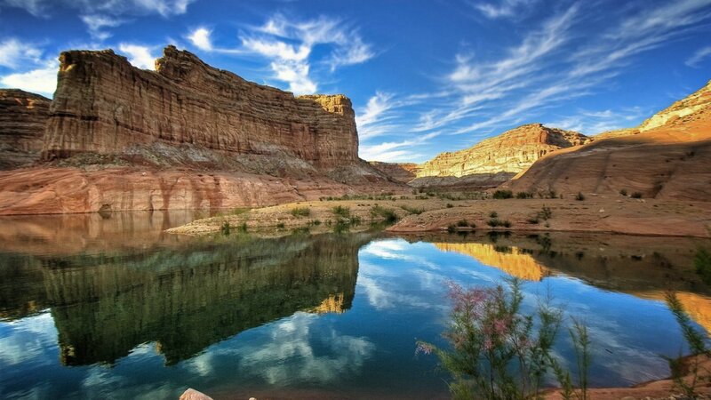 Red Rock Canyon Lake — Blue, Serene, Afternoon, Photograph, Cliffs, Water