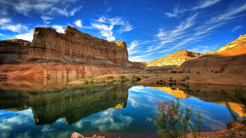 Red Rock Canyon Lake — Blue, Serene, Afternoon, Photograph
