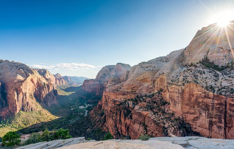 Red Rock Canyon Landscape — Blue, Serene, Afternoon, Photograph, Sun