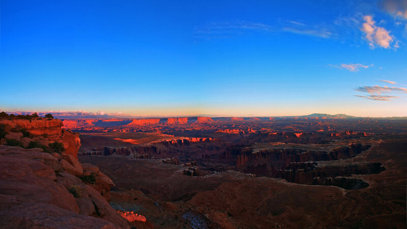 Red Rock Canyon Landscape — Blue, Serene, Sunrise