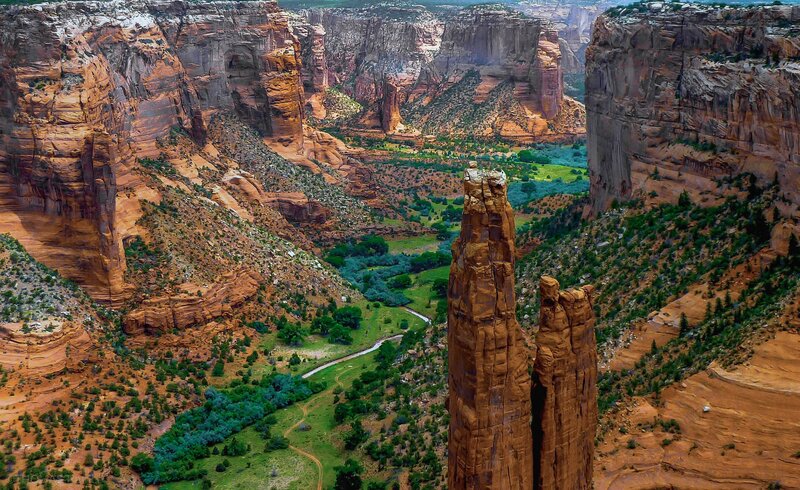 Red Rock Canyon Landscape — Dramatic, Afternoon, Photograph, River, Rock Formations