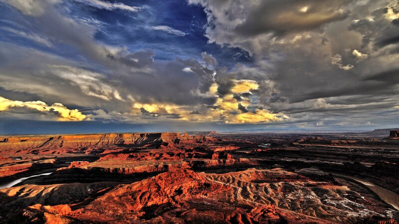 Red Rock Canyon Landscape — Dramatic, Sunset, Photograph, Clouds