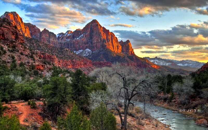 Red Rock Canyon Landscape — Dramatic, Sunset, Photograph