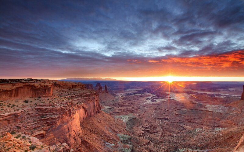 Red Rock Canyon Landscape — Orange, Dramatic, Sunset, Photograph, Sun
