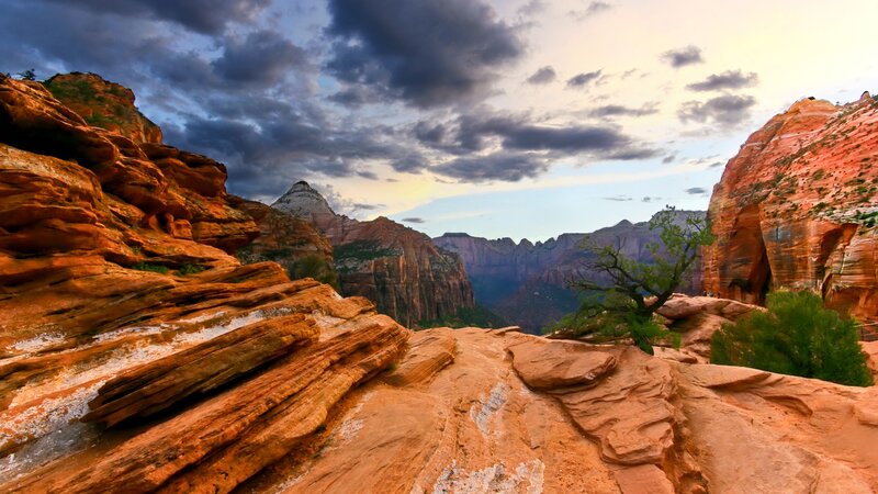 Red Rock Canyon Landscape — Orange, Dramatic, Sunset