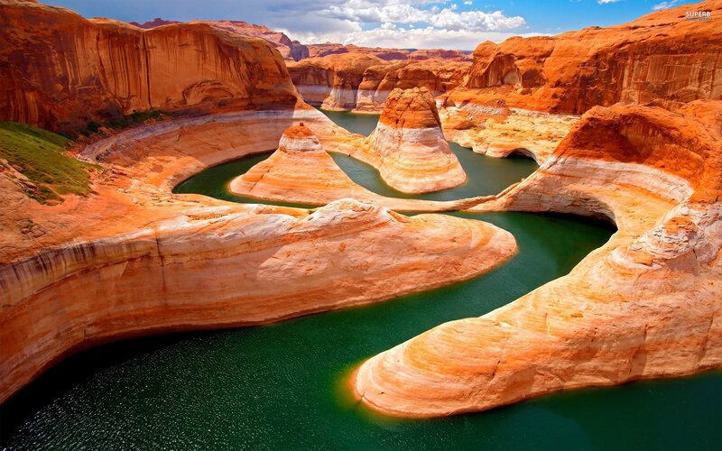 Red Rock Canyon — Orange, Dramatic, Afternoon, Photograph, River, Cliffs