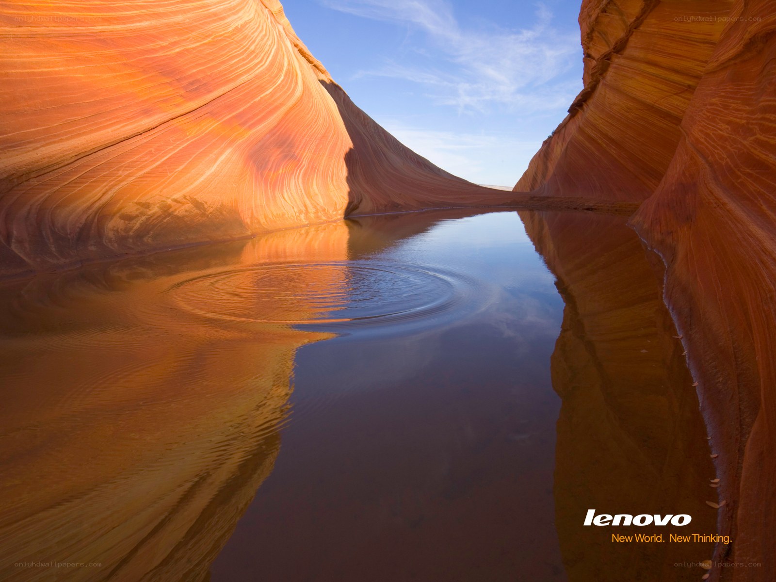 Red rock canyon with water reflection