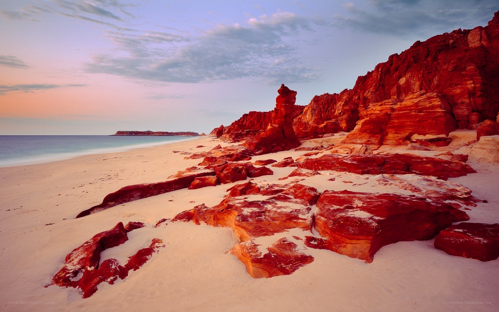 Red rock cliffs at sunset