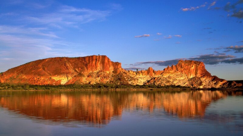 Red rock cliffs at sunset
