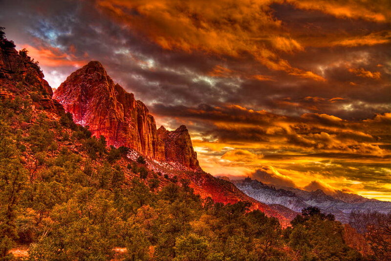 Red Rock Cliffs at Sunset — Orange