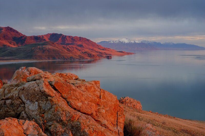 Red Rock Cliffs by Lake