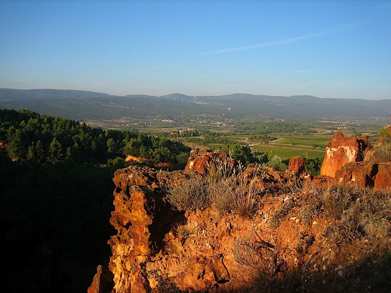 Red rock cliffs overlooking valley