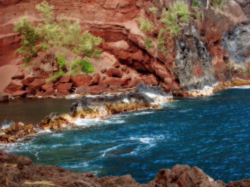 Red Rock Coastline — Blue, Dramatic