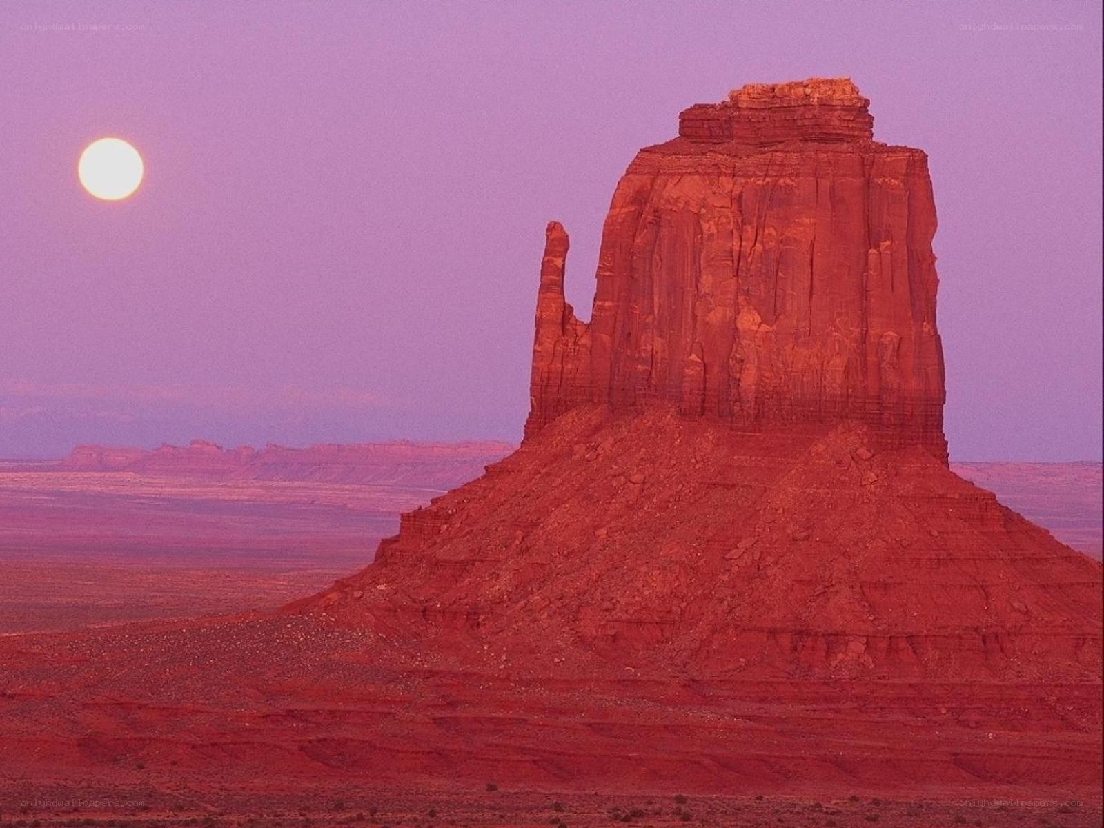 Red rock formation at sunset