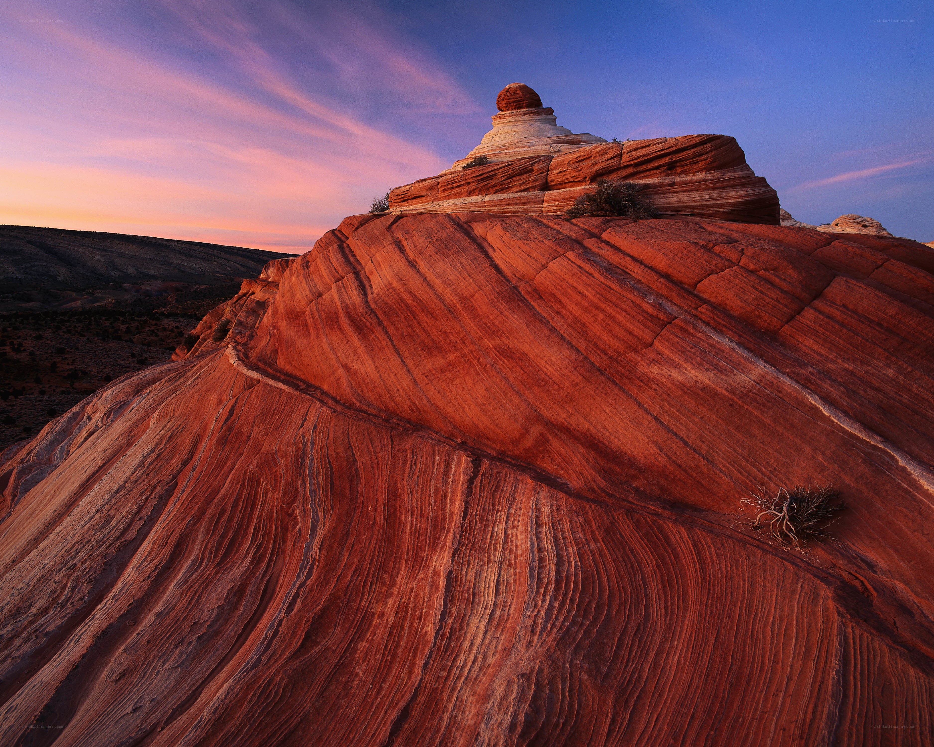 Red rock formation at sunset