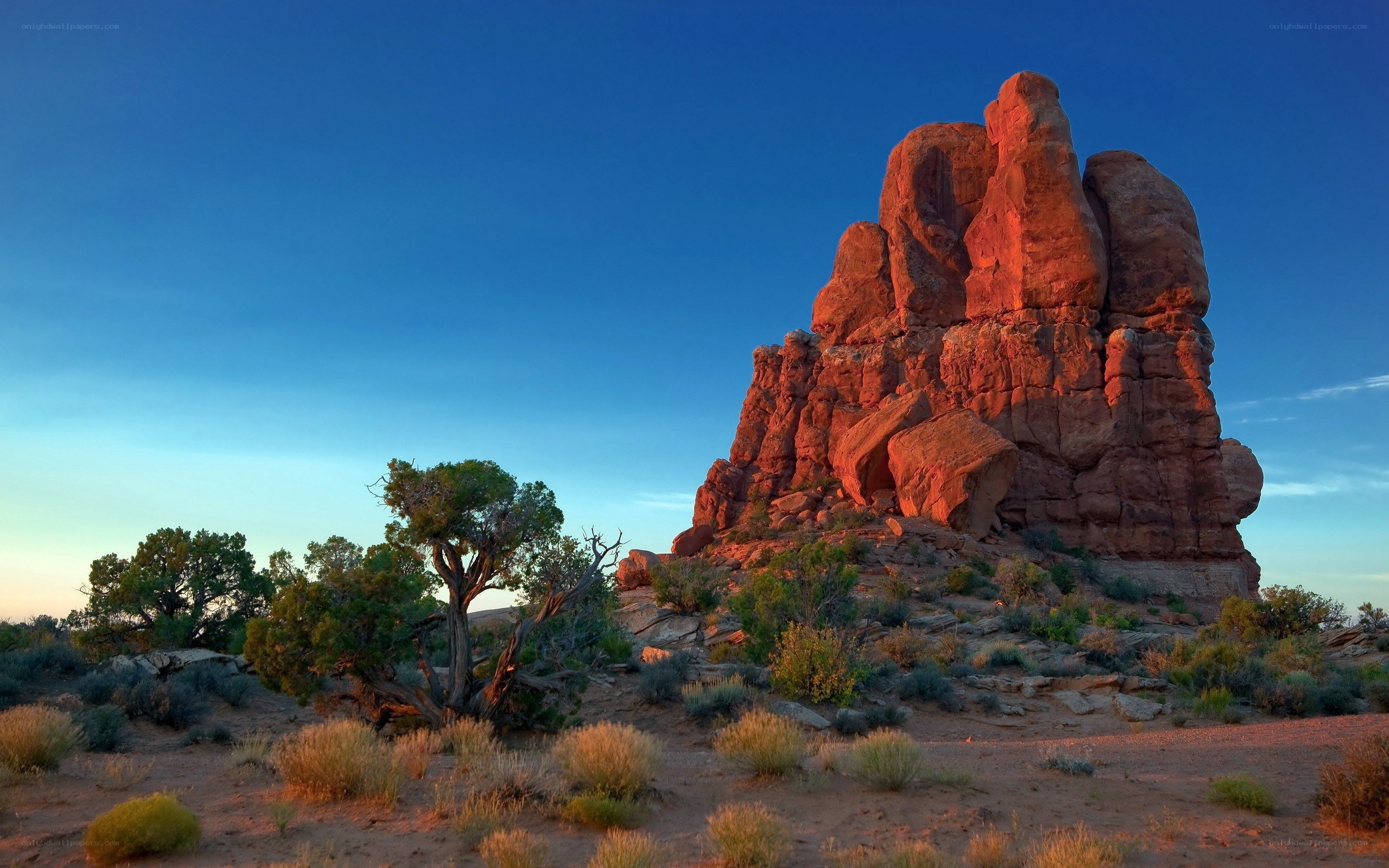 Red rock formation at sunset