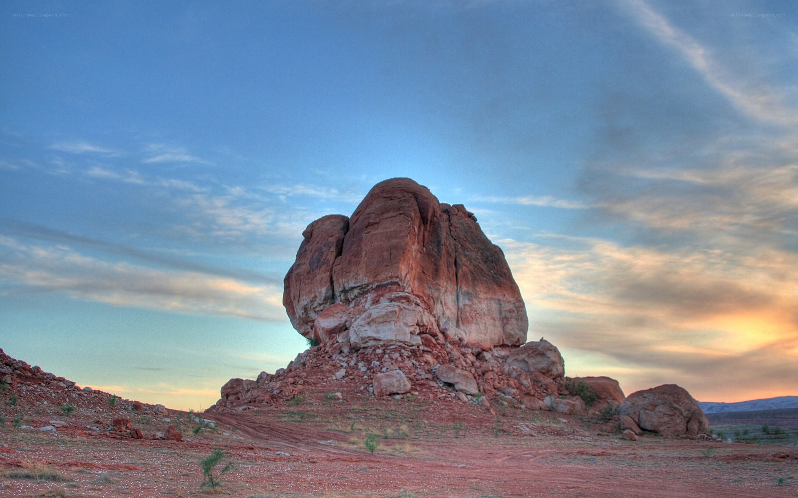 Red rock formation at sunset