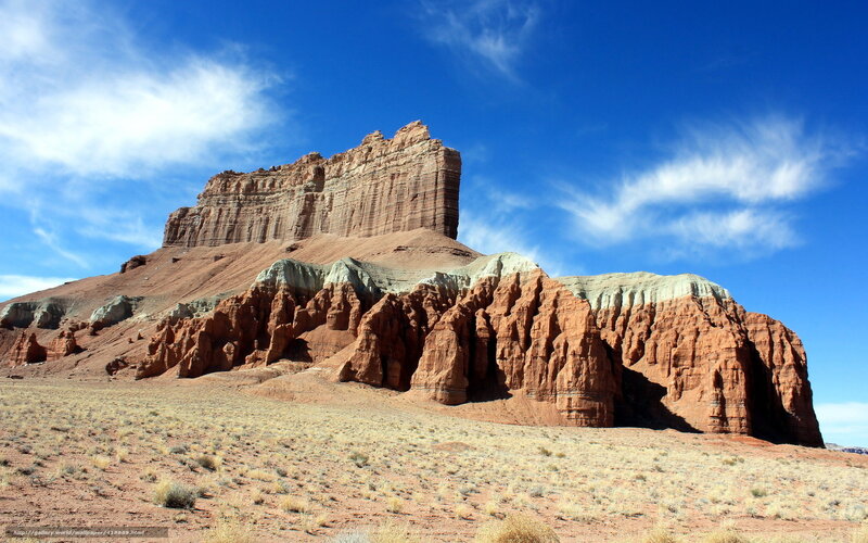 Red Rock Formation — Blue, Dramatic, Afternoon, Photograph, Desert