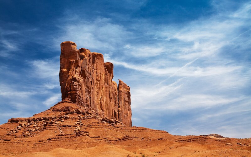 Red Rock Formation — Blue, Dramatic, Afternoon, Photograph, Sky