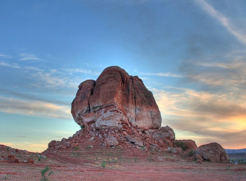 Red Rock Formation — Blue, Dramatic, Sunset