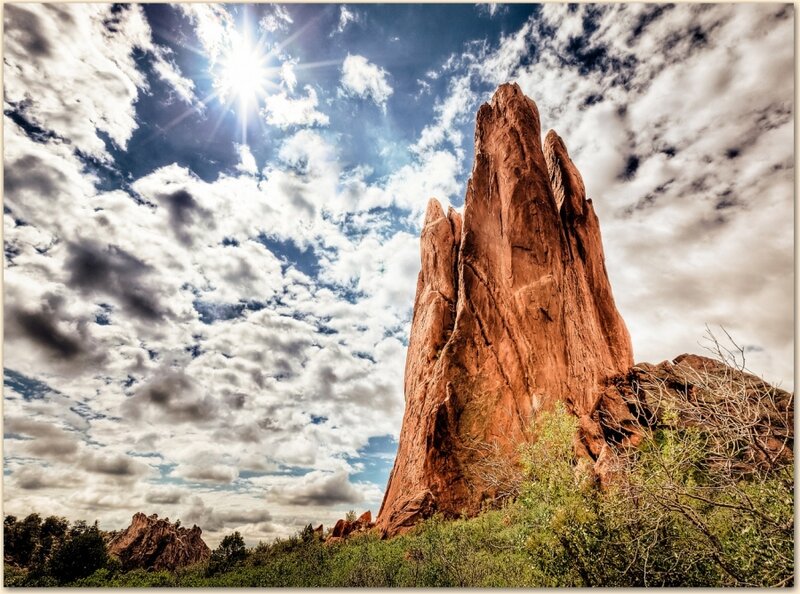 Red Rock Formation — Dramatic, Afternoon, Photograph, Clouds