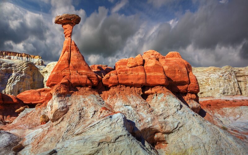 Red Rock Formation — Dramatic, Afternoon, Photograph, Rock Formations