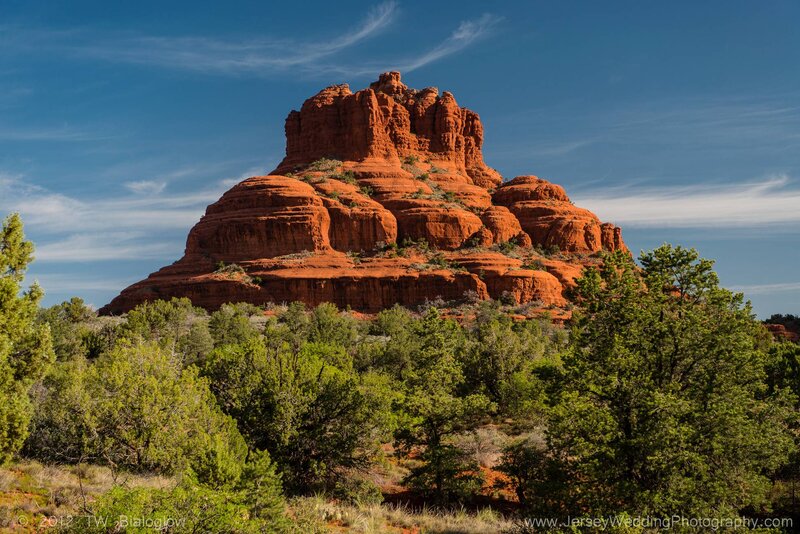 Red Rock Formation — Dramatic, Afternoon, Photograph, Trees