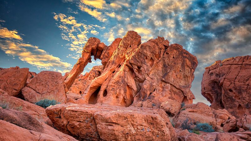 Red Rock Formation — Dramatic, Sunset, Photograph, Clouds, Sky