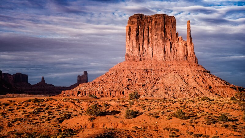 Red Rock Formation — Dramatic, Sunset, Photograph, Desert, Sky, Clouds
