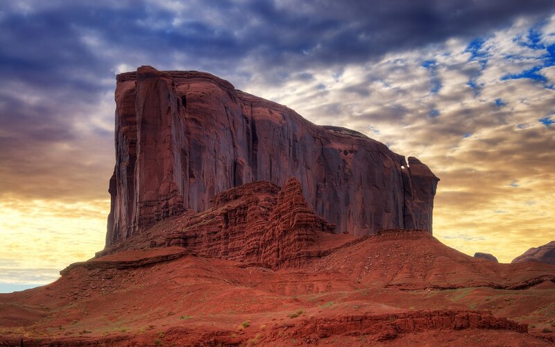 Red Rock Formation — Dramatic, Sunset, Photograph, Sky, Clouds