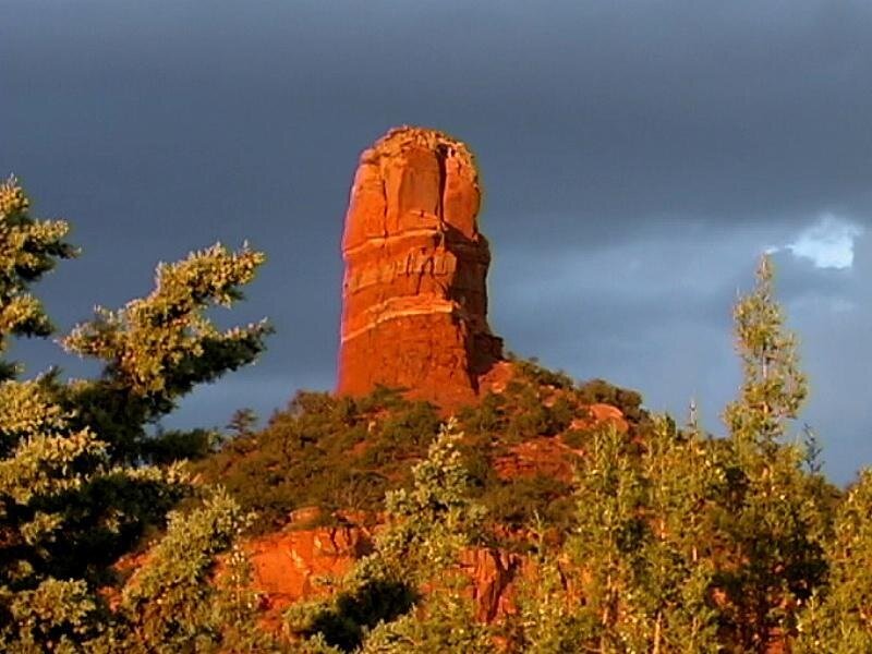 Red Rock Formation — Dramatic, Sunset, Photograph, Trees