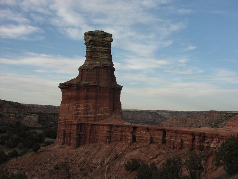 Red rock formation in desert