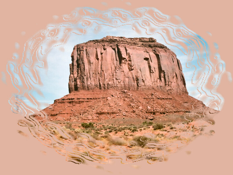 Red Rock Formation — Serene, Afternoon, Illustration