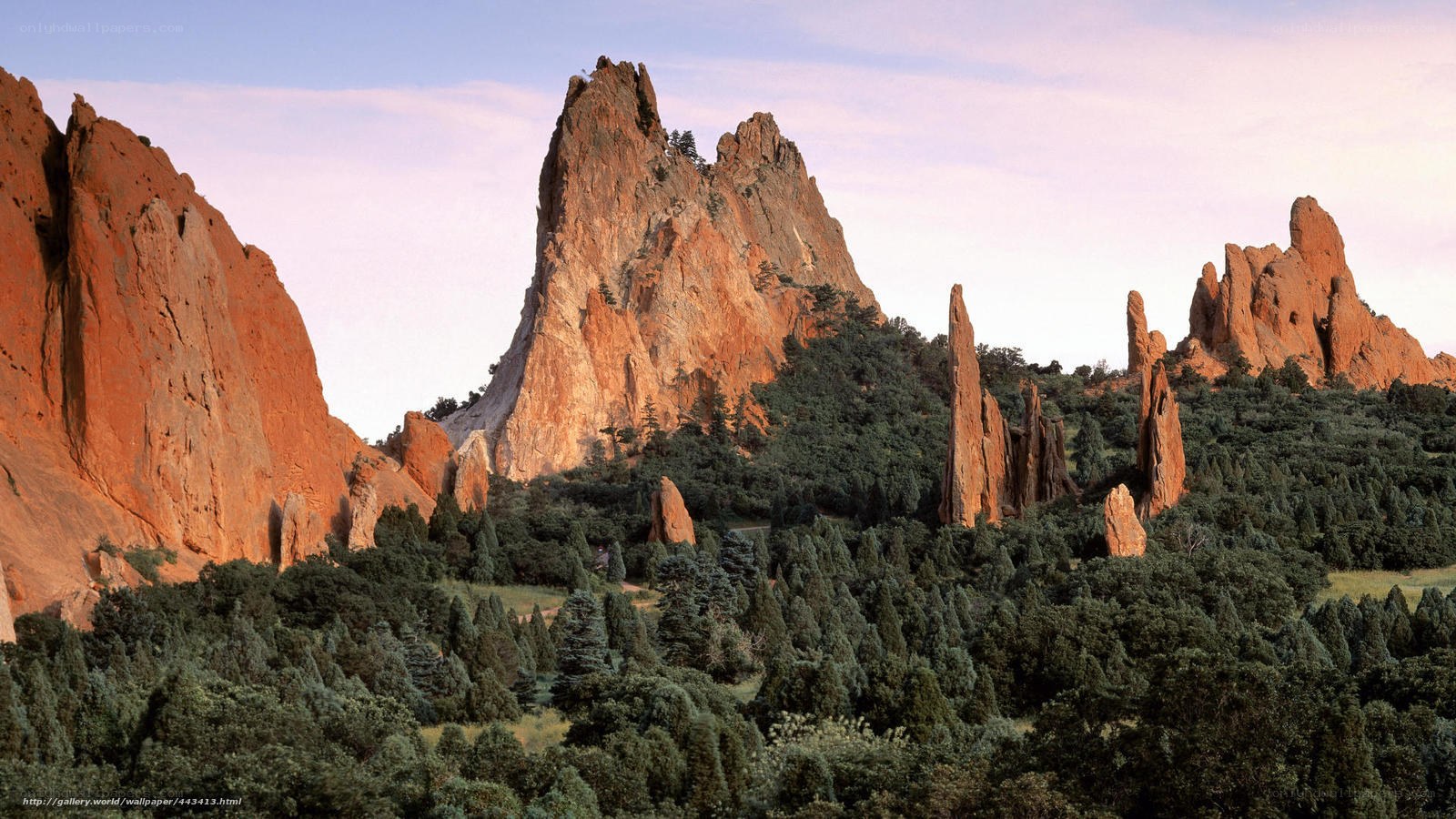 Red rock formations at dawn