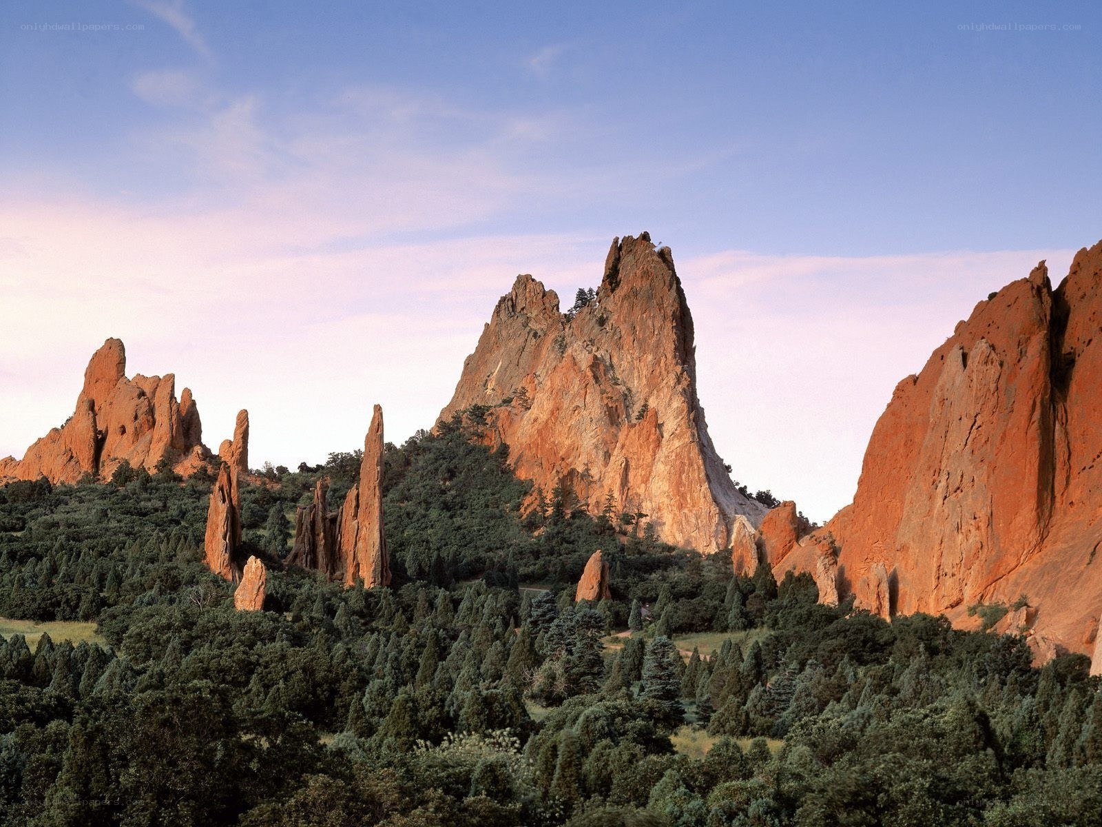Red rock formations at dawn