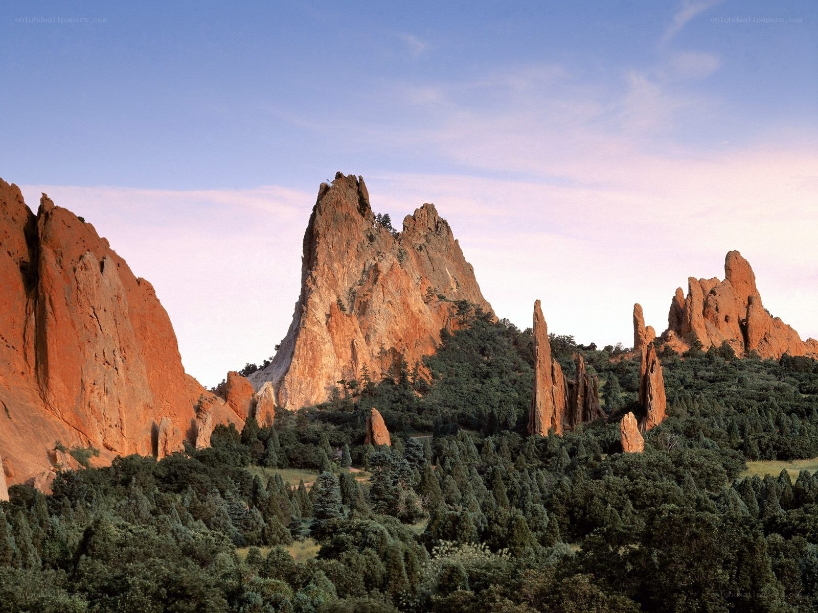 Red rock formations at dawn